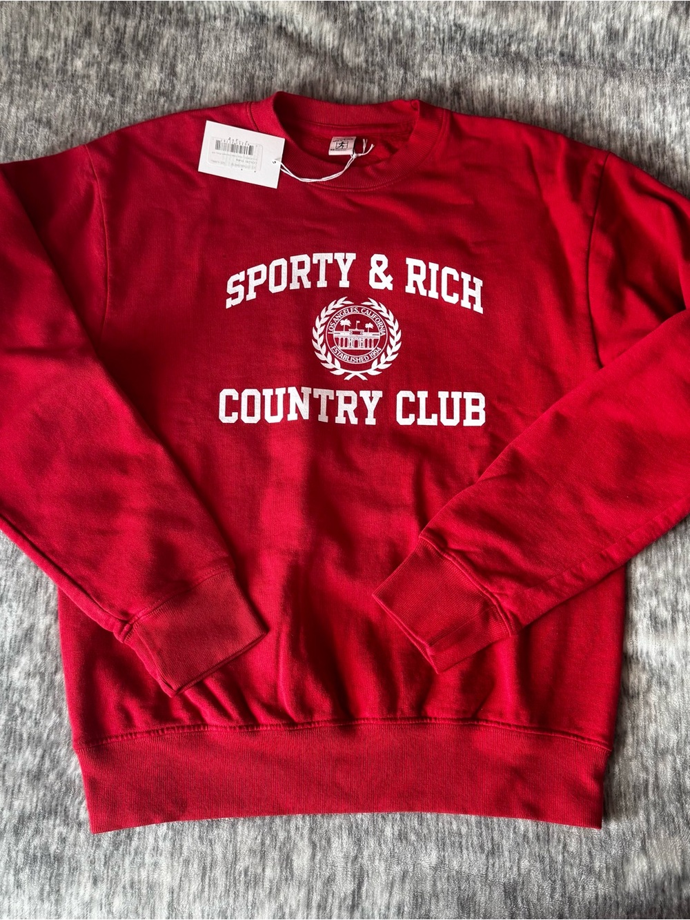 Sporty & Rich Red Crewneck with White 'Country Club' Graphic